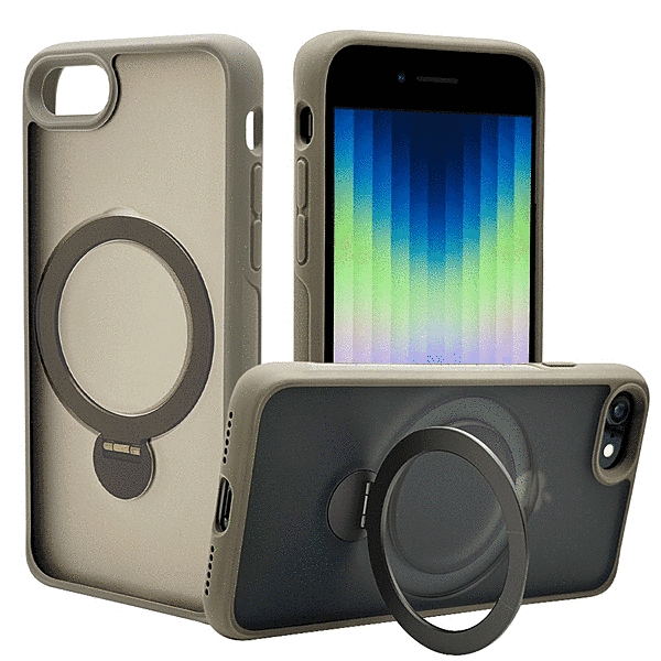 ZEROSAFE Shaft カメラ周囲保護 Magsafe対応 360°回転スタンドケース フロストナチュラル