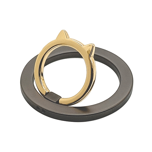 Magsafe用猫型スマホリング NEKO no MAGNET RING 猫小 ブラック/ゴールド