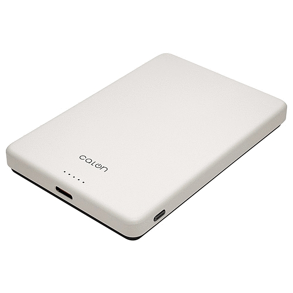 calon 5000mAh 薄型マグネット付ワイヤレスモバイルバッテリー WC15W C5V2A出力 ホワイト
