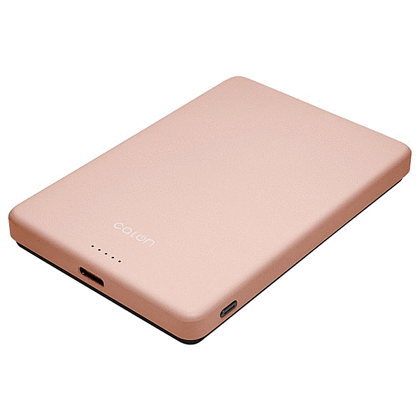 calon 5000mAh 薄型マグネット付ワイヤレスモバイルバッテリー WC15W C5V2A出力 スモーキーピンク