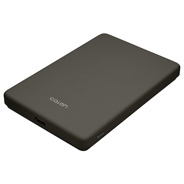 calon 5000mAh 薄型マグネット付ワイヤレスモバイルバッテリー WC15W C5V2A出力 チャコールグレー