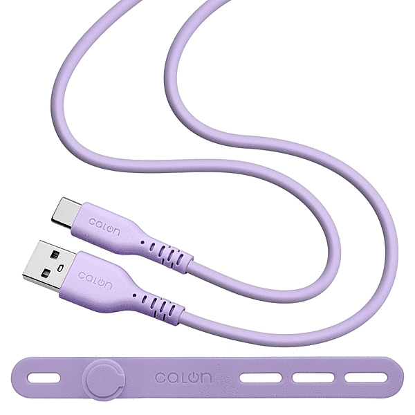 calon USB-A to Type-C 柔らかシリコンケーブル 1.0m ライトパープル