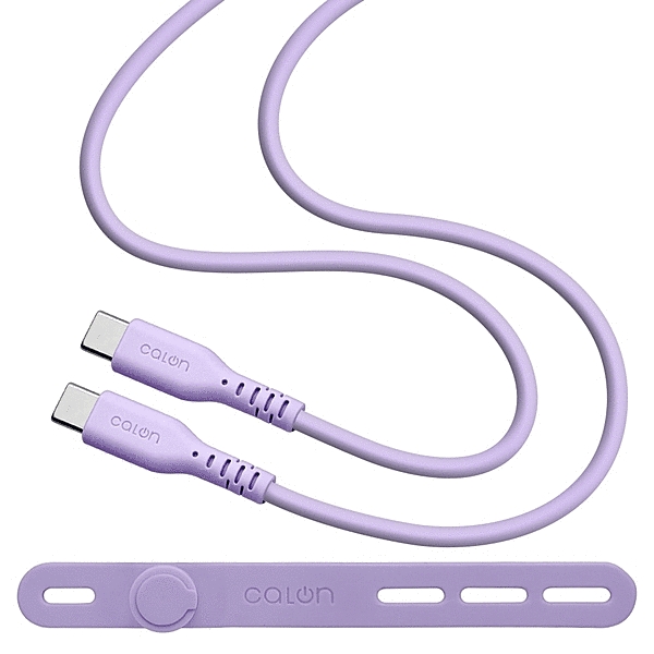 calon Type-C to Type-C 柔らかシリコンケーブル 1.0m ライトパープル