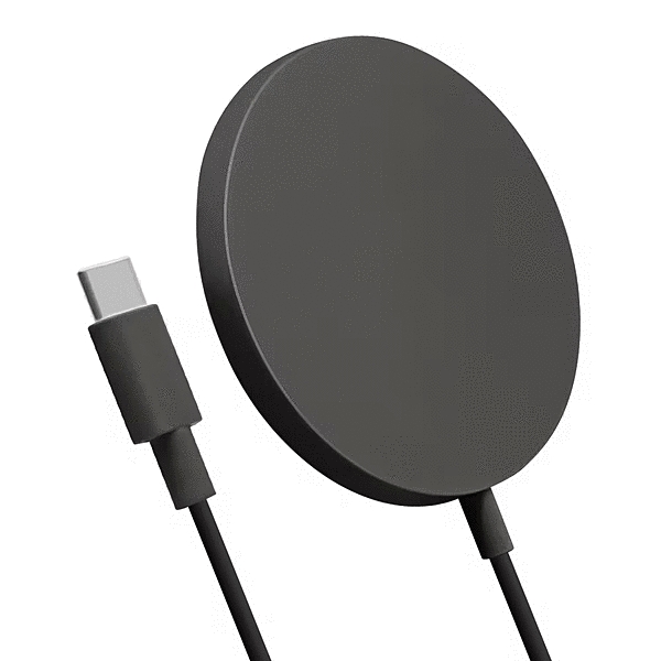 ワイヤレスチャージャー 5/7.5/10/15W 2mType-Cケーブル直付 チャコールグレー