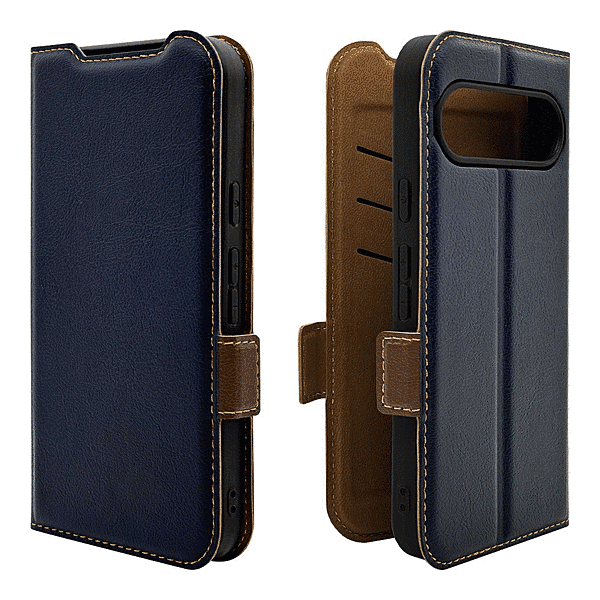 薄型手帳サイドマグネットケース 衝撃吸収 ネイビー/ブラウン
