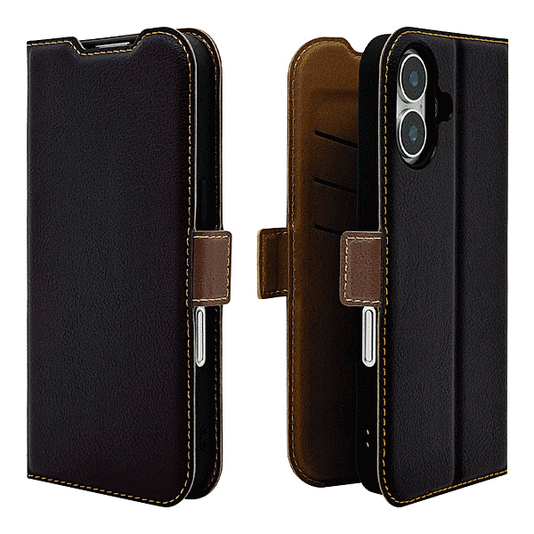 薄型手帳サイドマグネットケース 衝撃吸収 ブラック/ブラウン