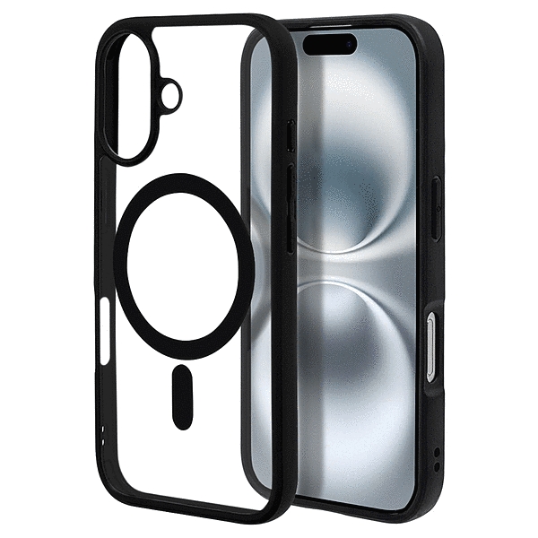 RHINOX ハイブリッドケース TPU/アクリル 5H 衝撃吸収 MIL規格準拠 Magsafe対応 ブラック/クリア