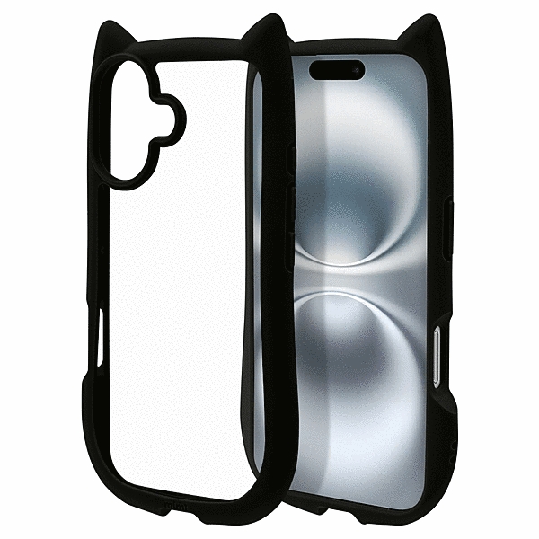 mimi 猫耳ハイブリッドケース TPU/PC MIL規格準拠 ブラック