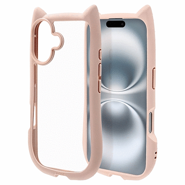 mimi 猫耳ハイブリッドケース TPU/PC MIL規格準拠 スモーキーピンク