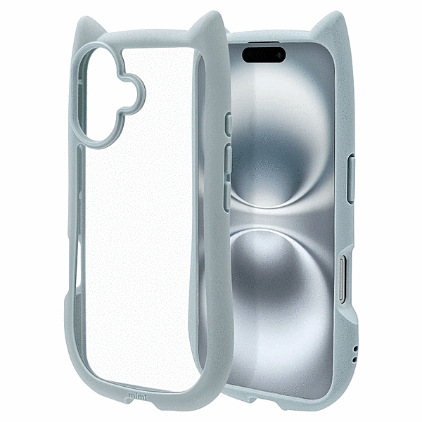 mimi 猫耳ハイブリッドケース TPU/PC MIL規格準拠 スモーキーブルー