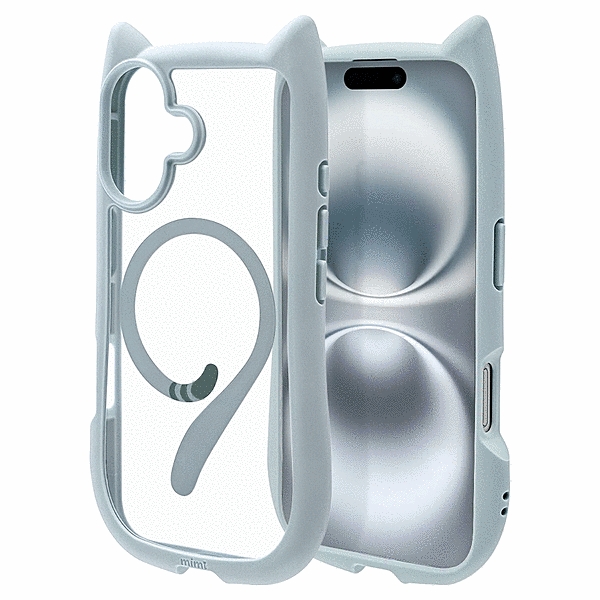 mimi 猫耳ハイブリッドケース TPU/PC ワイヤレス充電対応 MIL規格準拠 スモーキーブルー