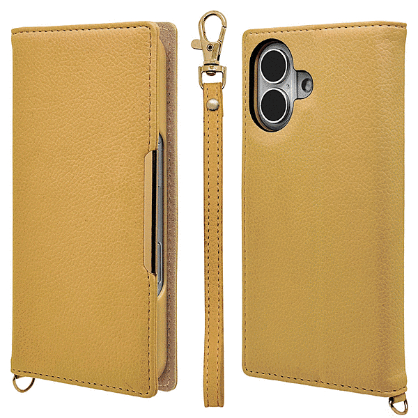 iLBe ハンドストラップ付き手帳ケース イエロー