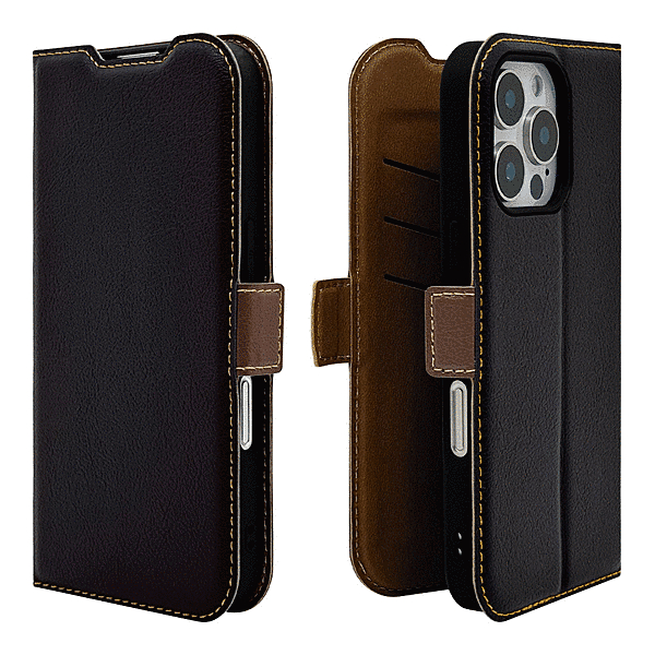 薄型手帳サイドマグネットケース 衝撃吸収 ブラック/ブラウン