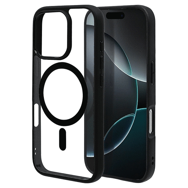 RHINOX ハイブリッドケース TPU/アクリル 5H 衝撃吸収 MIL規格準拠 Magsafe対応 ブラック/クリア