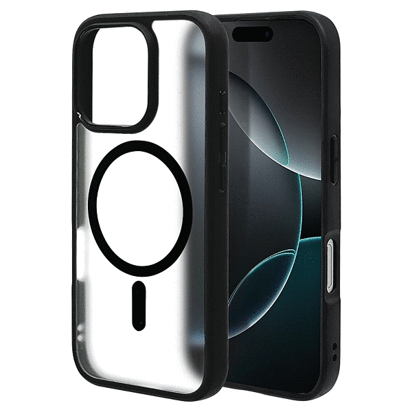 RHINOX ハイブリッドケース TPU/アクリル 2H 衝撃吸収 MIL規格準拠 Magsafe対応 ブラック/フロストホワイト