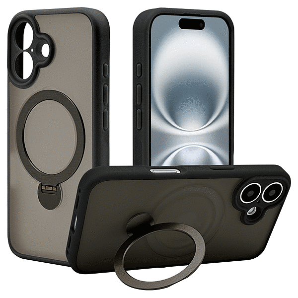 ZEROSAFE Shaft カメラ周囲保護 Magsafe対応 360°回転スタンドケース フロストブラック