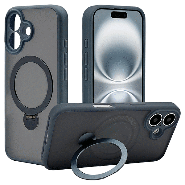 ZEROSAFE Shaft カメラ周囲保護 Magsafe対応 360°回転スタンドケース フロストネイビー