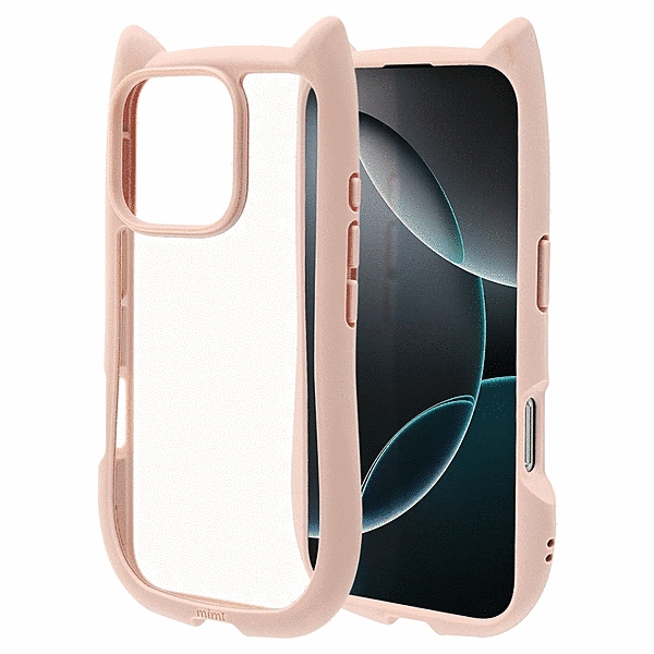 mimi 猫耳ハイブリッドケース TPU/PC MIL規格準拠 スモーキーピンク