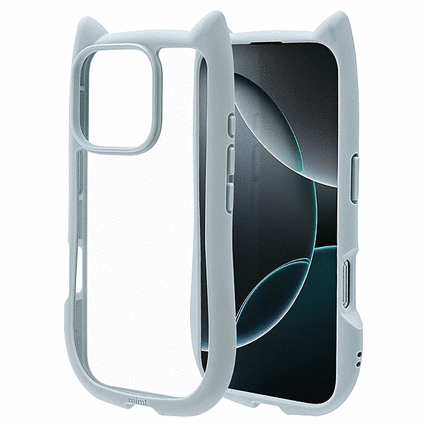 mimi 猫耳ハイブリッドケース TPU/PC MIL規格準拠 スモーキーブルー