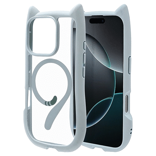 mimi 猫耳ハイブリッドケース TPU/PC ワイヤレス充電対応 MIL規格準拠 スモーキーブルー