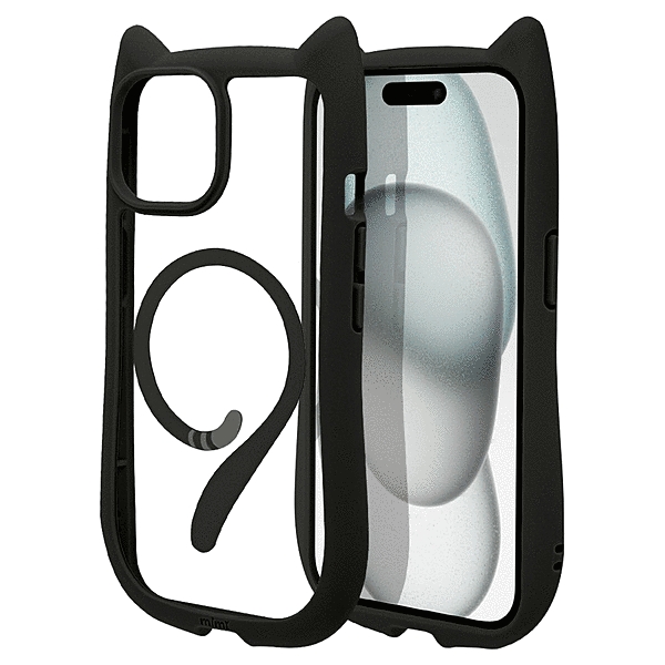 mimi 猫耳ハイブリッドケース TPU/PC ワイヤレス充電対応 MIL規格準拠 ブラック