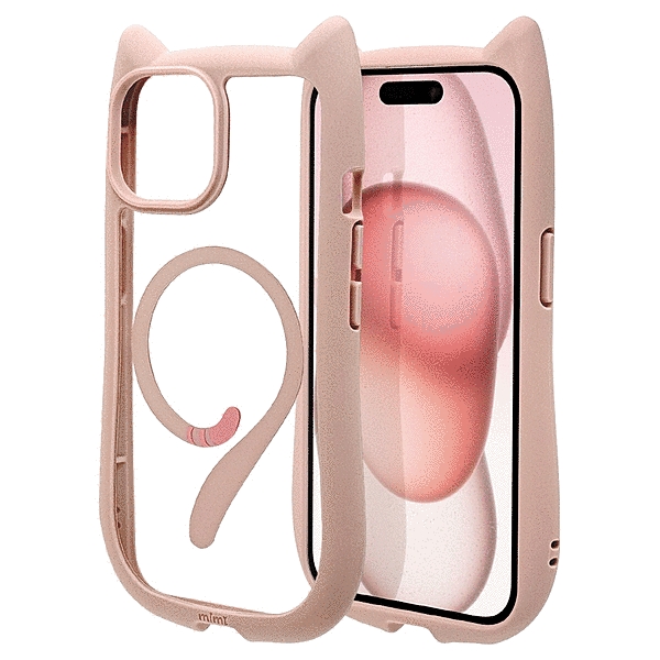 mimi 猫耳ハイブリッドケース TPU/PC ワイヤレス充電対応 MIL規格準拠 スモーキーピンク