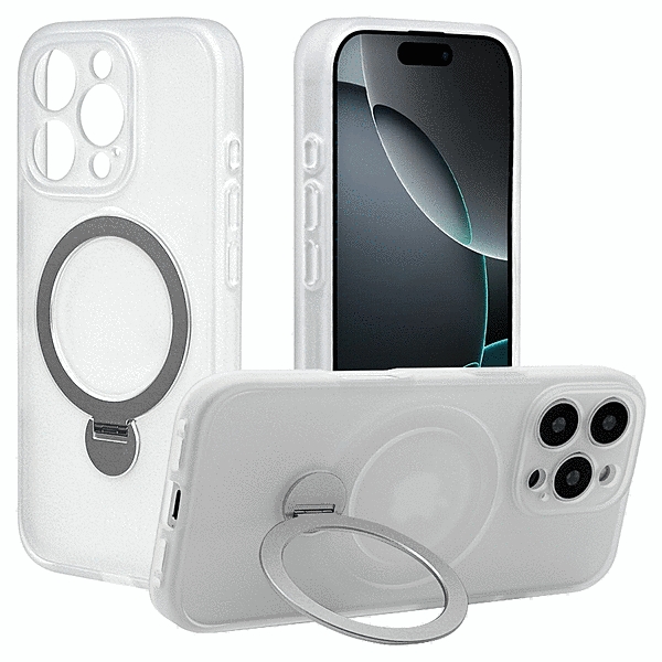 ZEROSAFE Shaft カメラ周囲保護 Magsafe対応 360°回転スタンドケース フロストホワイト