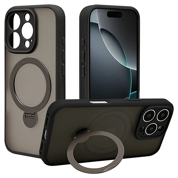 ZEROSAFE Shaft カメラ周囲保護 Magsafe対応 360°回転スタンドケース フロストブラック