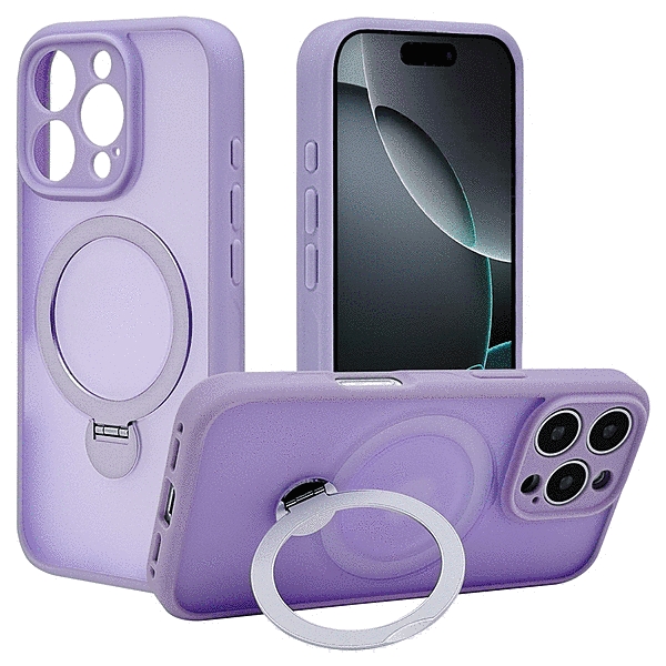 ZEROSAFE Shaft カメラ周囲保護 Magsafe対応 360°回転スタンドケース フロストパープル