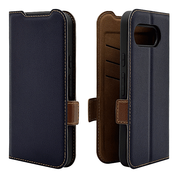 薄型手帳サイドマグネットケース 衝撃吸収 ネイビー/ブラウン