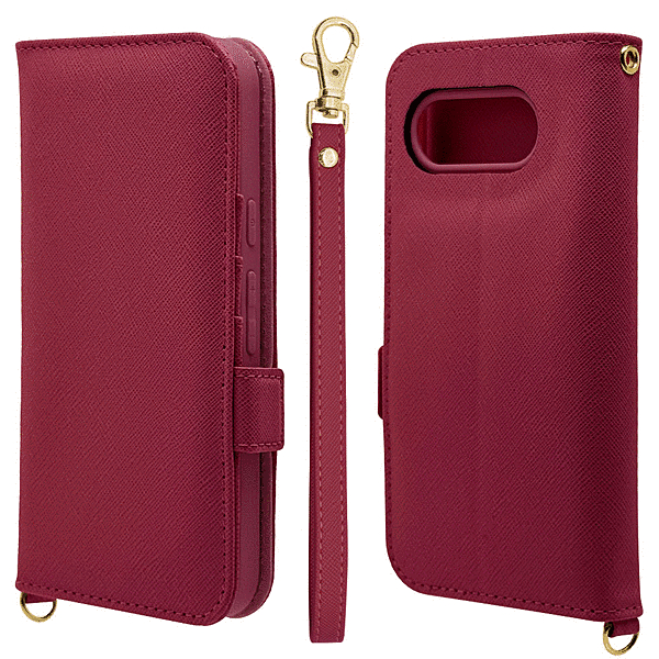 ハンドストラップ付き手帳型ケース マゼンタ