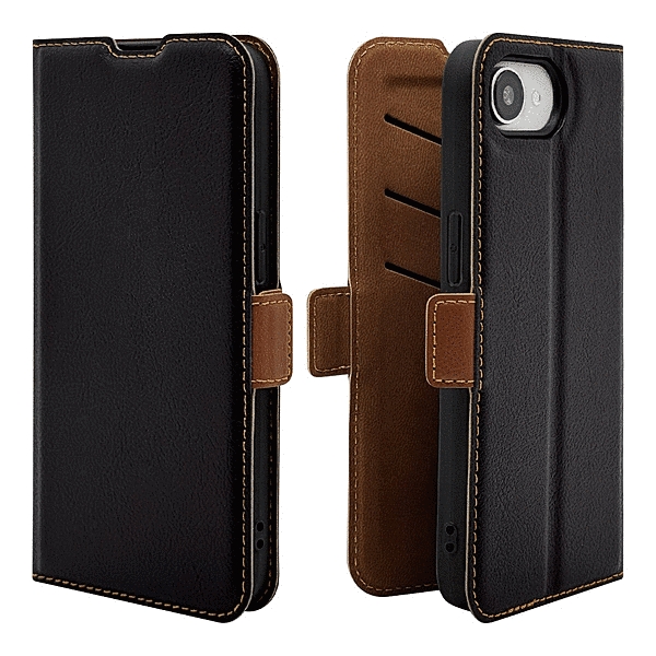 薄型手帳サイドマグネットケース 衝撃吸収 ブラック/ブラウン