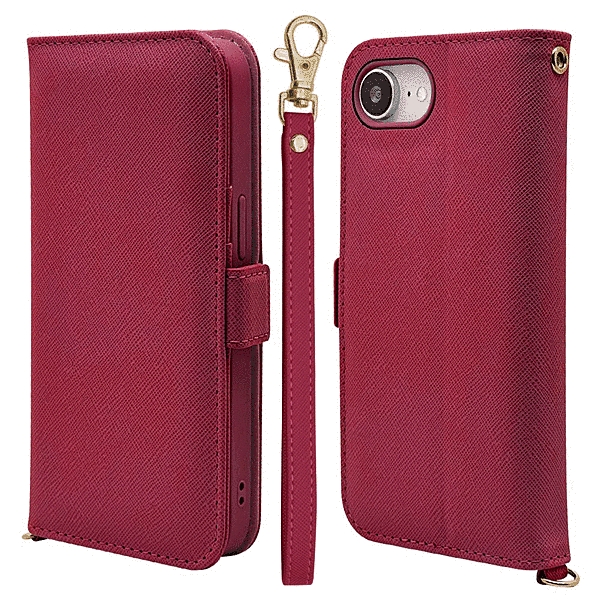 ハンドストラップ付き手帳型ケース マゼンタ