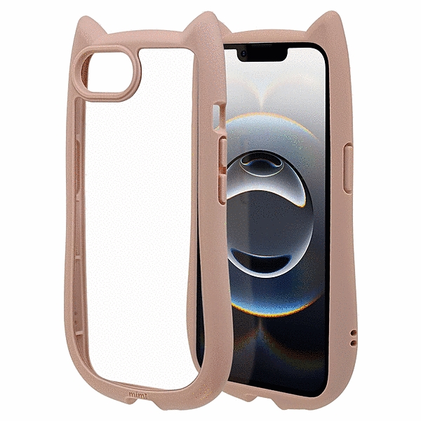 mimi 猫耳ハイブリッドケース TPU/PC MIL規格準拠 スモーキーピンク