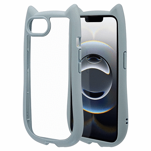 mimi 猫耳ハイブリッドケース TPU/PC MIL規格準拠 スモーキーブルー
