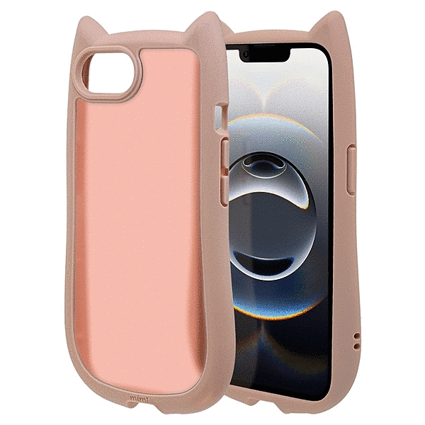 mimi 猫耳ハイブリッドケース TPU/PC MIL規格準拠 スモーキーピンク/フロストピンク