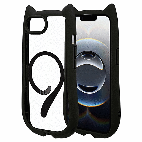 mimi 猫耳ハイブリッドケース TPU/PC ワイヤレス充電対応 MIL規格準拠 ブラック