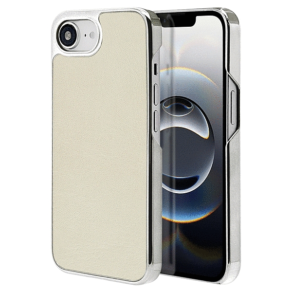 メタルフレーム 背面レザーPCケース ホワイト