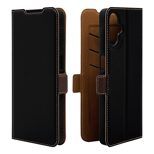 薄型手帳サイドマグネットケース 衝撃吸収 ブラック/ブラウン