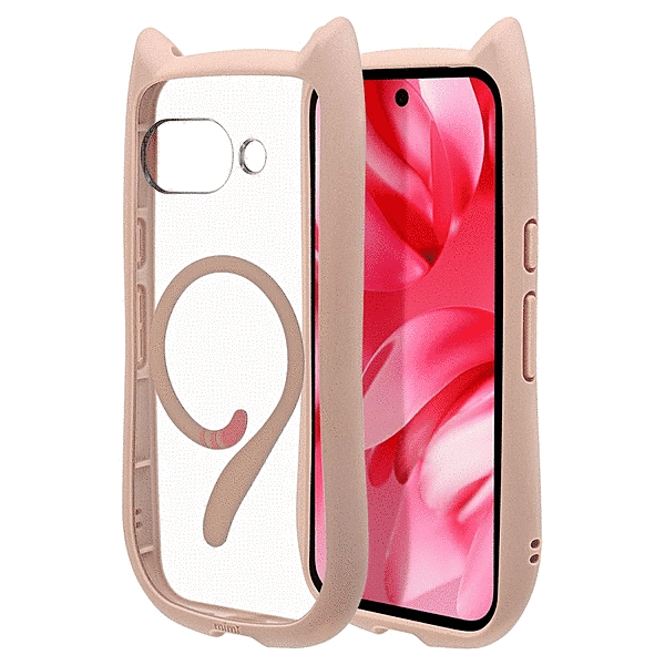 mimi 猫耳ハイブリッドケース TPU/PC ワイヤレス充電対応 MIL規格準拠 スモーキーピンク