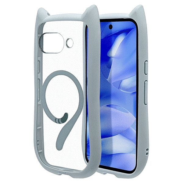 mimi 猫耳ハイブリッドケース TPU/PC ワイヤレス充電対応 MIL規格準拠 スモーキーブルー