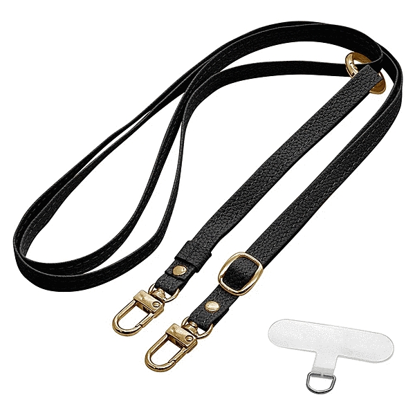 PUショルダーストラップ 2Way ハンドストラップ切り替え ストラップホルダーシートセット ブラック