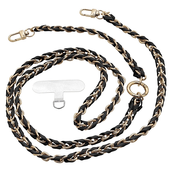 チェーンショルダーストラップ 2Way ショートストラップ切り替え ストラップホルダーシートセット ブラック/ゴールド