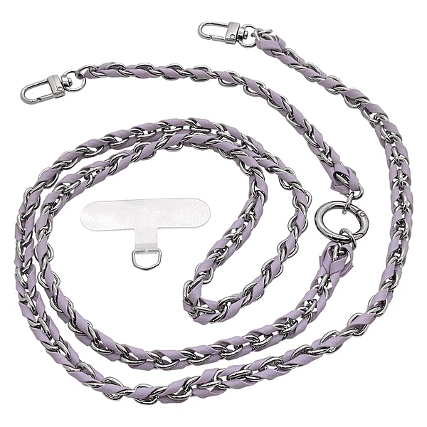 チェーンショルダーストラップ 2Way ショートストラップ切り替え ストラップホルダーシートセット パープル/シルバー