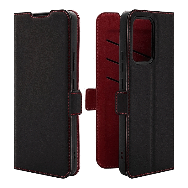 薄型手帳サイドマグネットケース 衝撃吸収 ブラック/レッド