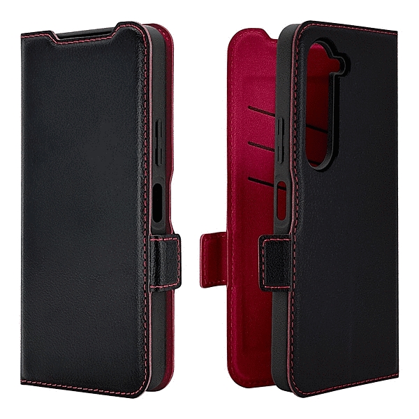 薄型手帳サイドマグネットケース 衝撃吸収 ブラック/レッド