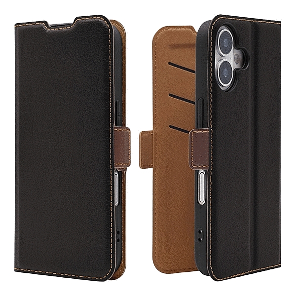 薄型手帳サイドマグネットケース 衝撃吸収 ブラック/ブラウン