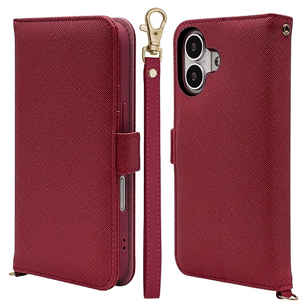 ハンドストラップ付き手帳型ケース マゼンタ