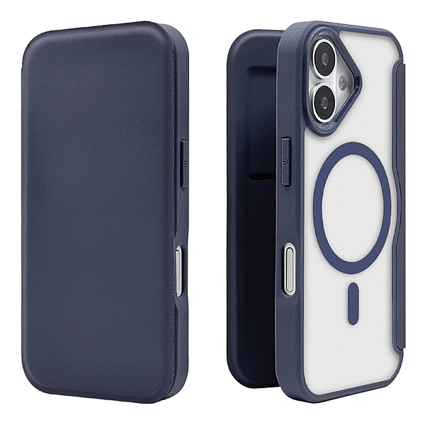 ハイブリッド 手帳ケース 磁力充電対応 ネイビー