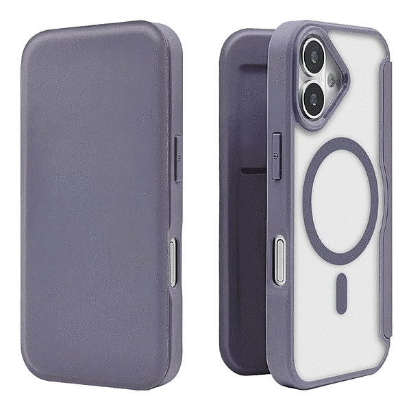 ハイブリッド 手帳ケース 磁力充電対応 ブルーグレー